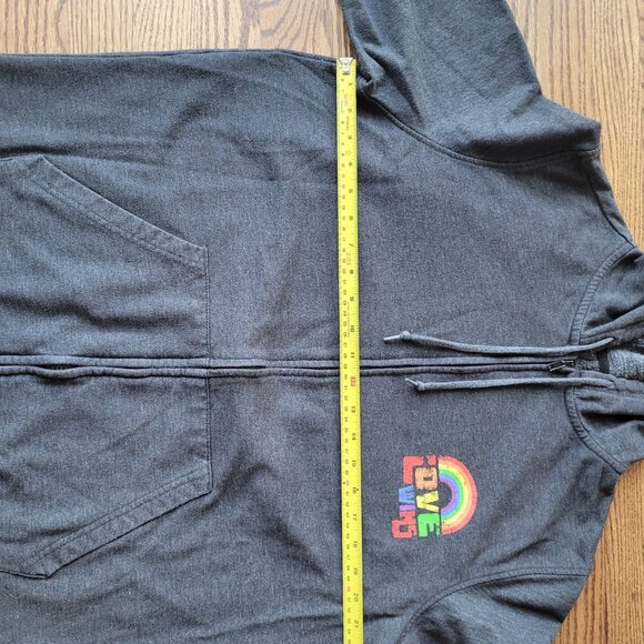Pride Love Wins Full-Zip Gray Hoodie Rainbow Unicorn LGBTQ XL Extra Large - Picture 6 of 10